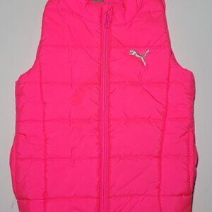 Puma Girls Bright Pink Full Zippered Puffer Vest Size XS 5 - 6